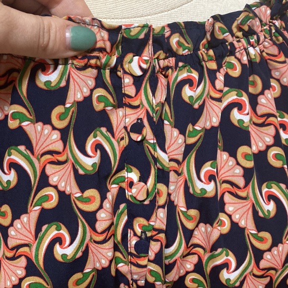 Navy blue paisley polyester dress - Picture 3 of 6